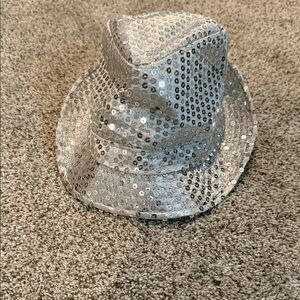 Silver Sequin Fedora Hat